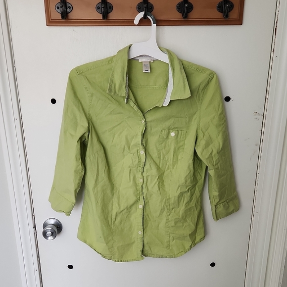 Lime Green Button-Up Shirt - Picture 1 of 3